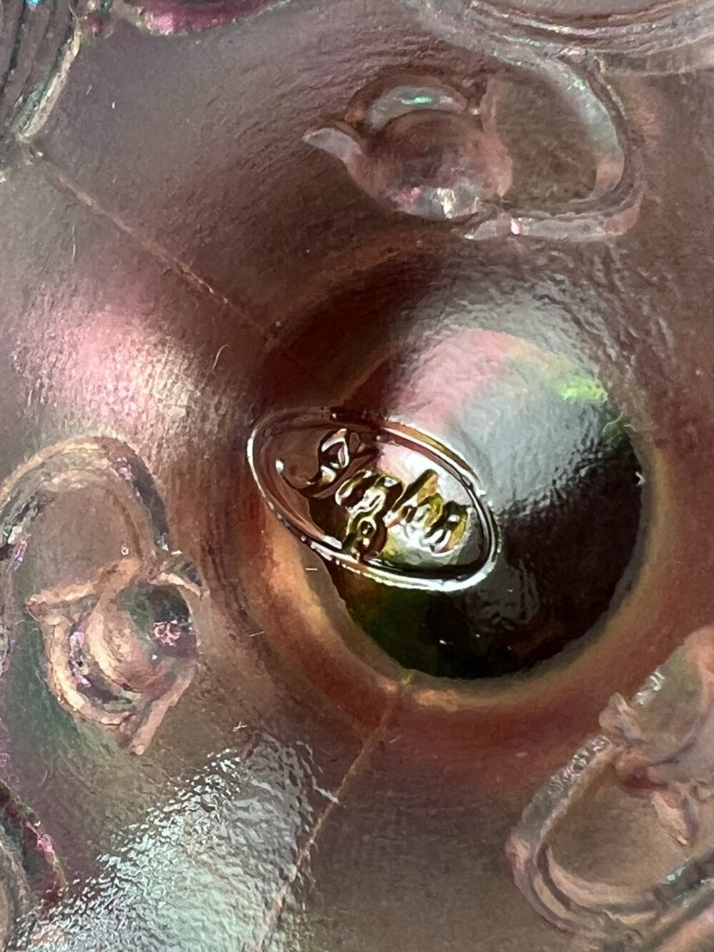 Vtg Fenton Lily Of The Valley Art Glass Pink Opalescent Carnival Iridescent Lid - Picture 8 of 16